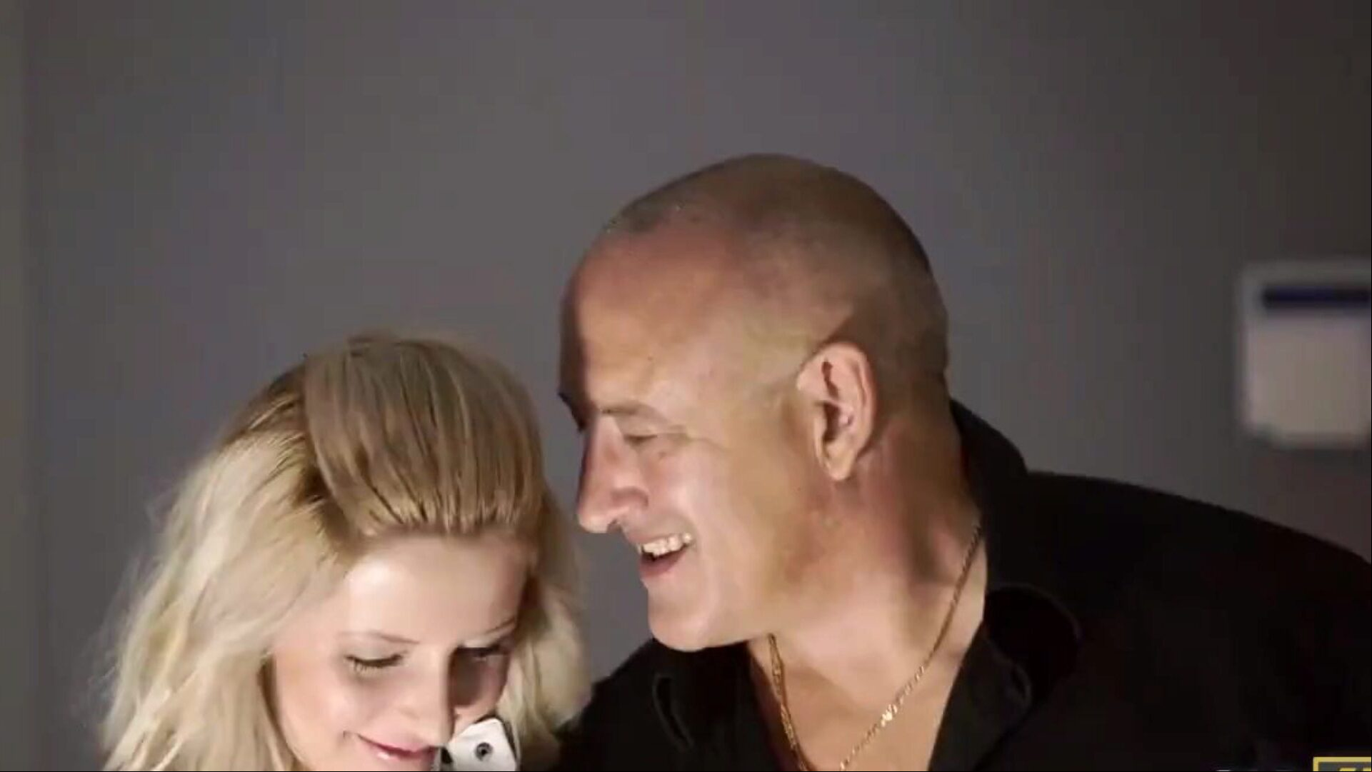 OLD4K. Bald Man Drills Comely Mistress with Big Breasts near Stairs